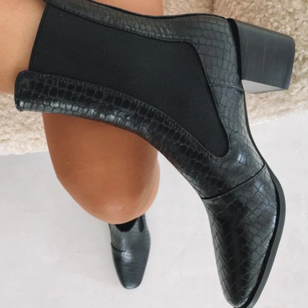 BILLINI Orsola Black Gecko Boots ~ NWOT